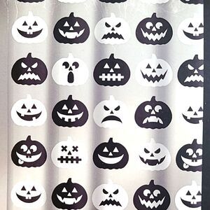 Halloween Black & White Pumpkin Faces Shower Curtain, 70" x 72"  NWOT